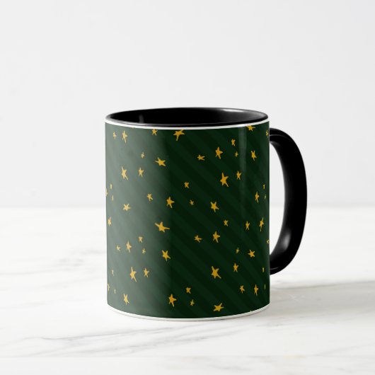 Mug Vert étoile rayure fêtes de Noël (Devant droit)