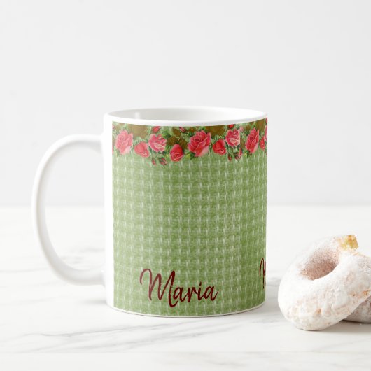 Mug vert floral (Avec donut)