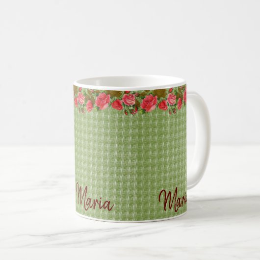 Mug vert floral (Devant droit)