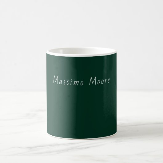Mug Vert foncé Élégant Casual Propre Nom Écriture manu (Centre)