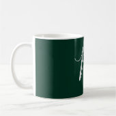 Mug Vert foncé Élégant Moderne Plain Monogramme de son (Gauche)