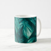 Mug Vert foncé, feuillage de jungle tropicale. (Devant droit)