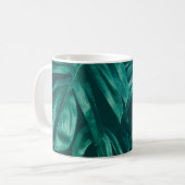 Mug Vert foncé, feuillage de jungle tropicale. (Devant gauche)