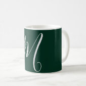 Mug Vert foncé uni élégant moderne monogramme propre n (Devant droit)