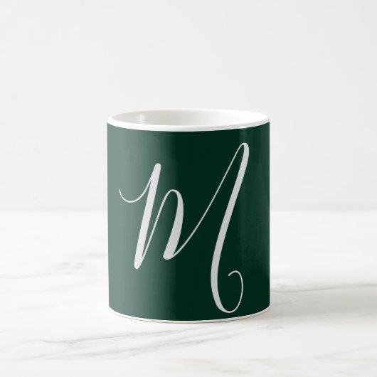 Mug Vert foncé uni élégant moderne monogramme propre n (Centre)