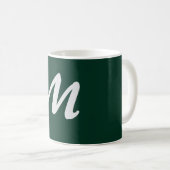 Mug Vert foncé uni élégant moderne monogramme propre n (Devant droit)