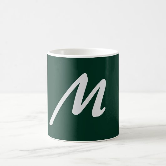 Mug Vert foncé uni élégant moderne monogramme propre n (Centre)
