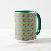 Mug Vert 'Fun Yoga Designs' Combo Café Mug/ Coupe (Devant droit)