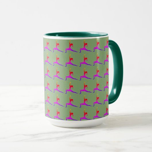 Mug Vert 'Fun Yoga Designs' Combo Café Mug/ Coupe (Devant droit)
