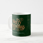 Mug Vert Joyeux Noël Étincelle Or Script personnalisé (Devant gauche)