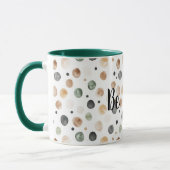 Mug Vert Marron Crème Points Noirs Soyez Sauvage (Gauche)