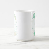 Mug vert menthe fleurs blanches or floral mariage (Centre)