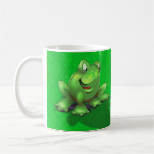 Mug vert mignon nommé customisé de grenouille de ban