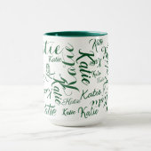 Mug vert moderne sur blanc noms manuscrits (Centre)