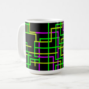 Mug Vert néon et géométrique rose