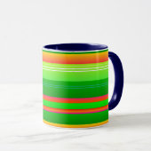 Mug Vert Noël rayé moderne (Devant droit)