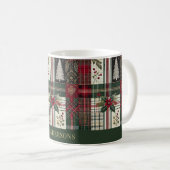Mug Vert Noël Russe Plaid Tartan Motif (Devant droit)