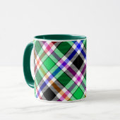 Mug Vert Noir Multicolore Flanelle Carreaux Tartan (Devant gauche)