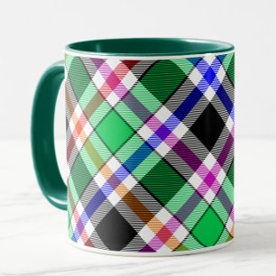 Mug Vert Noir Multicolore Flanelle Carreaux Tartan