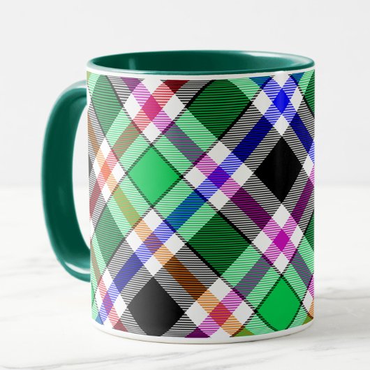 Mug Vert Noir Multicolore Flanelle Carreaux Tartan