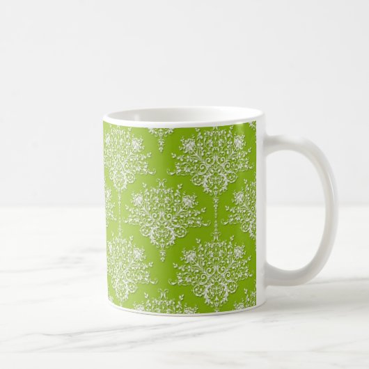 Mug Vert olive et blanc Damas (Droite)