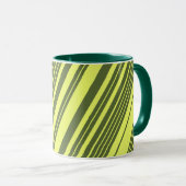 Mug Vert olive et rayures jaune citron (Devant droit)