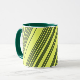 Mug Vert olive et rayures jaune citron
