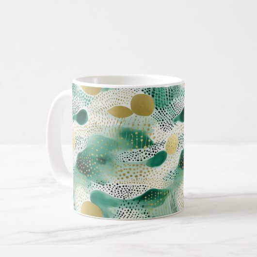 Mug Vert Or Blanc Abstrait (Devant gauche)
