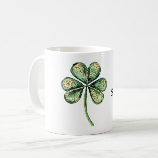 Mug Vert Or Glitz Trèfle Saint-Patrick (Devant gauche)