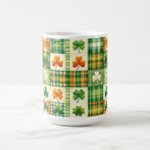 MUG VERT ORANGE BLANC IRLANDAIS PLAID PATCHWORK MOTIF (Centre)
