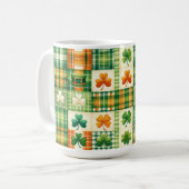 MUG VERT ORANGE BLANC IRLANDAIS PLAID PATCHWORK MOTIF (Devant gauche)