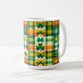 MUG VERT ORANGE BLANC IRLANDAIS PLAID PATCHWORK MOTIF (Devant droit)