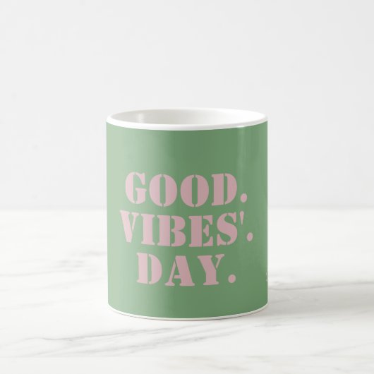 Mug Vert pastel rose vibes bonne journée affirmation (Centre)