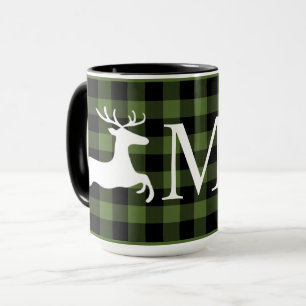 Mug Vert personnalisé carreau à damiers Buffalo en noi
