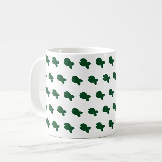 Mug Vert Poisson Poisson Blanc (Devant gauche)