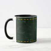 Mug Vert restaurateur en cuir cousu (Gauche)