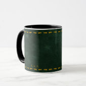 Mug Vert restaurateur en cuir cousu (Devant gauche)