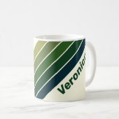 Mug Vert Retro Cinq Bandes avec Nom (Devant droit)