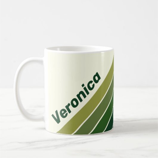 Mug Vert Retro Cinq Bandes avec Nom (Gauche)