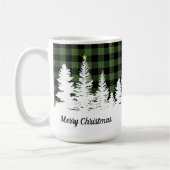 Mug Vert rustique plaid de buffle forêt Joyeux Noël (Gauche)