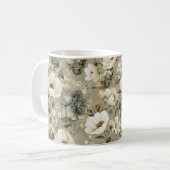 Mug Vert Sage Et Floral Crème (Devant gauche)