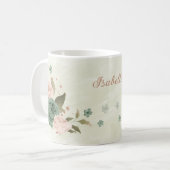 Mug vert sauge blush floral  (Devant gauche)