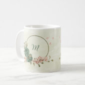 Mug vert sauge blush floral  (Devant gauche)