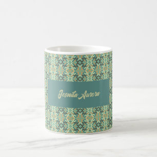 Mug Vert sauge de luxe géométrique tribal sans couture