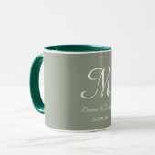 Mug Vert sauge & Élégant Monogramme Nom Initial  (Devant gauche)