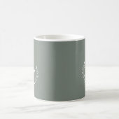 Mug Vert sauge et blanc | Monogramme initiales moderne (Centre)