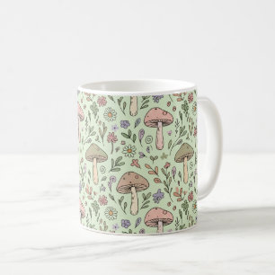 Mug Vert sauge Motif sans couture de champignons terre
