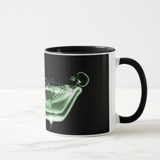 Mug Vert squelettique de noir de Bath de rayon X (Droite)
