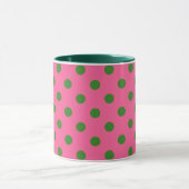 Mug Vert sur rose Pois Design Motif (Centre)