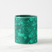 Mug vert turquoise motif floral clair (Centre)